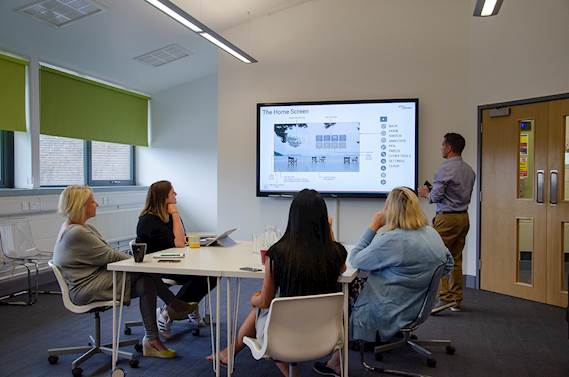 Touchscreen display at Ipswich Library’s Hub driving dynamic interactive meetings